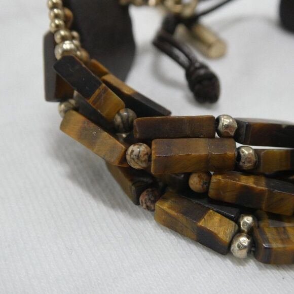 Kenneth Cole Tiger Eye Leather Toggle Bracelet - Picture 2 of 7